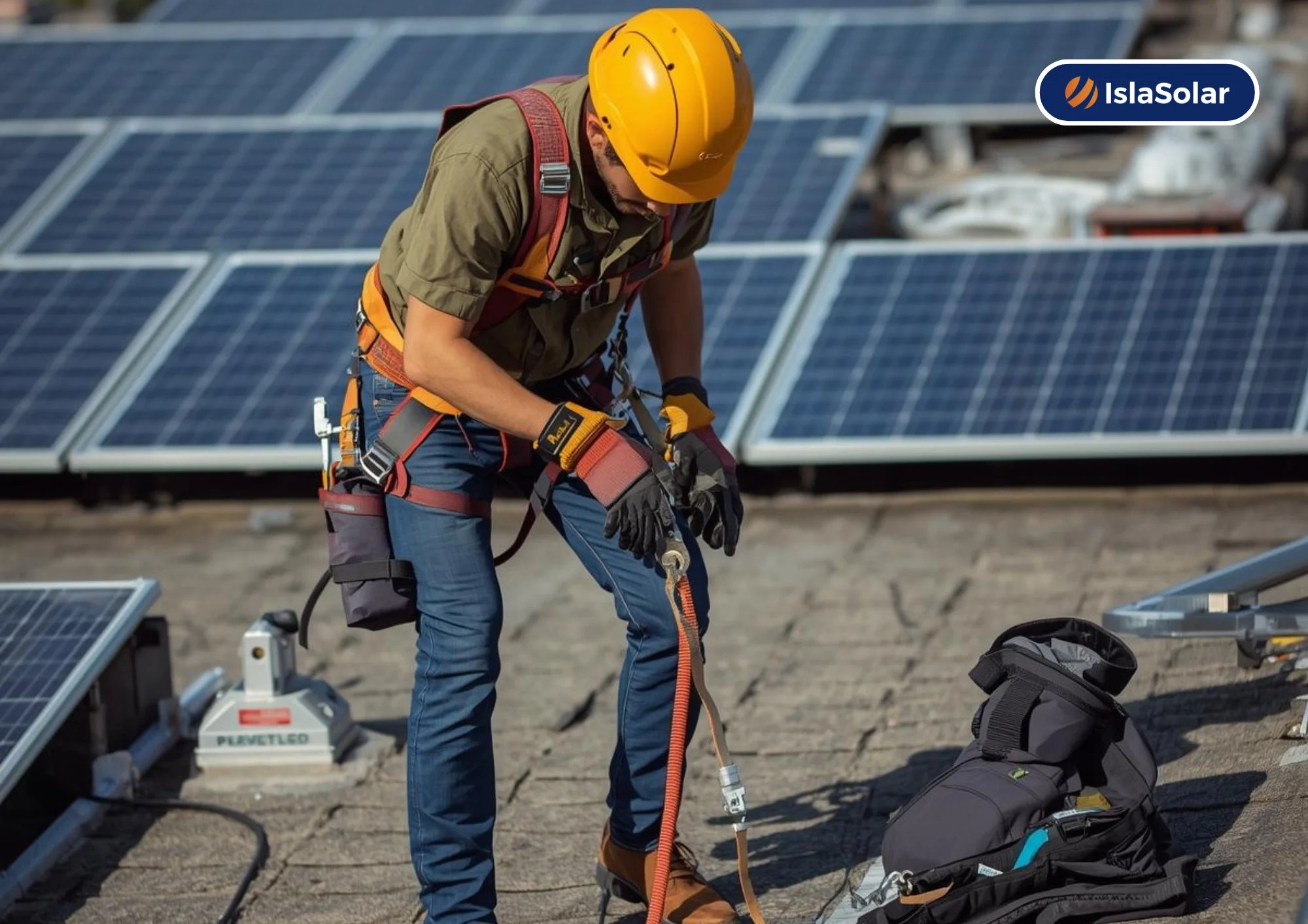 Seguridad en altura al montar placas solares