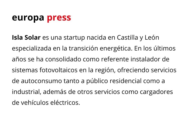 Aparición de Isla Solar en Europa Press