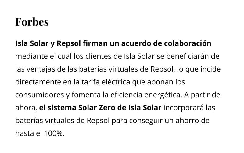 Aparición de Isla Solar en Forbes