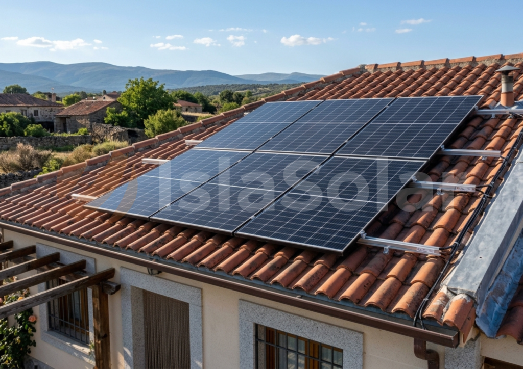 Paneles solares en el fresno